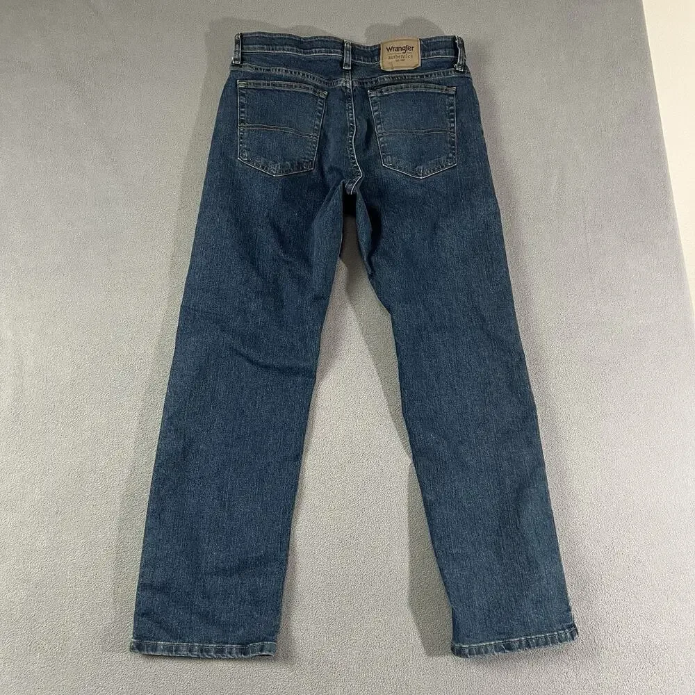 Wrangler Jeans Mens 33X30 Blue Flex Waist Straight Leg Denim Workwear
